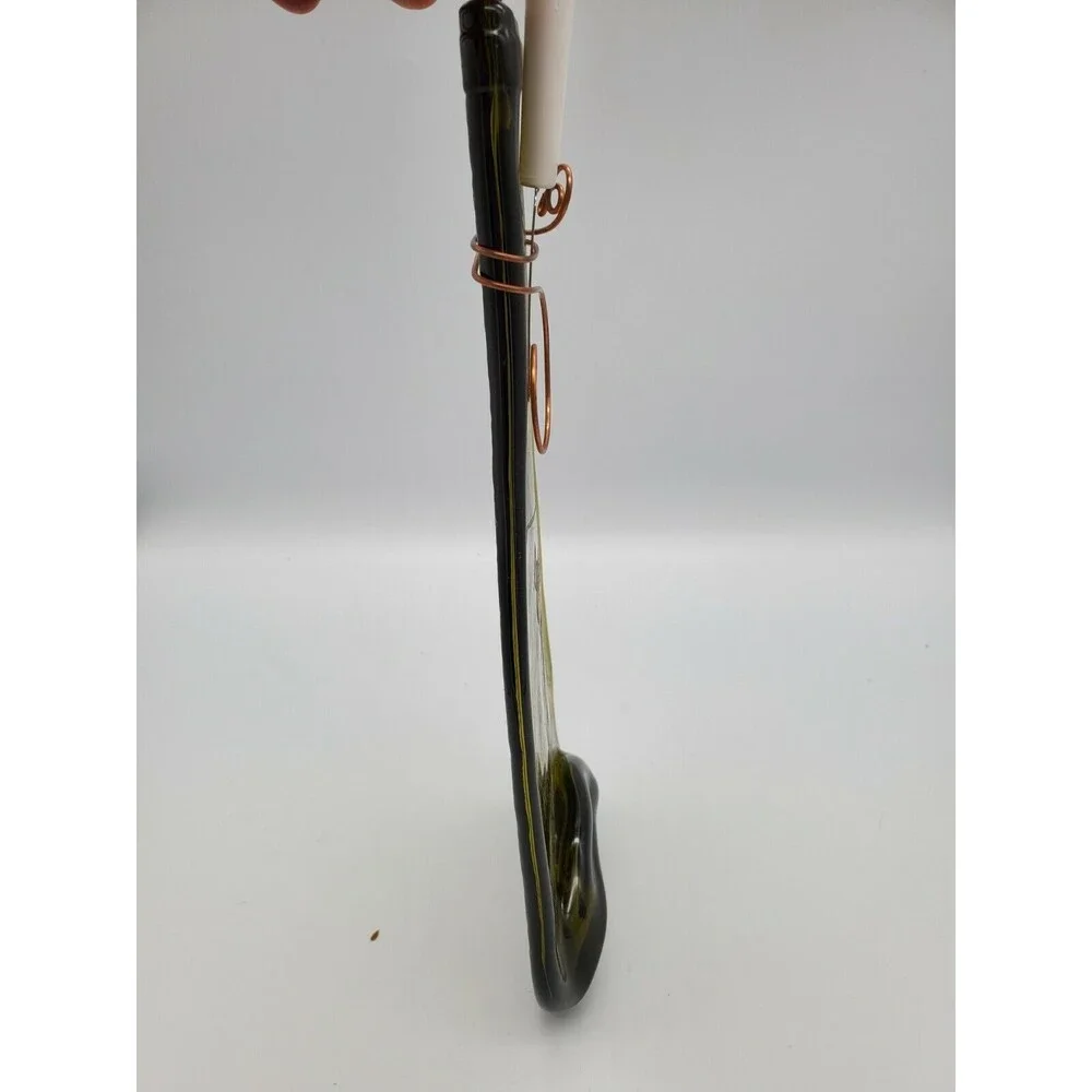 Cheese Plate Green Wine Bottle Serving Dish Spoon Rest Etched Golfer Flattened